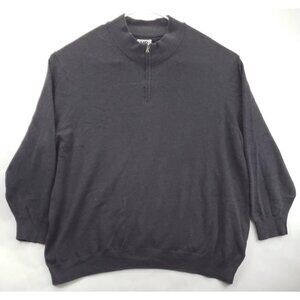 HB Harbor Bay Sweater Mens 4XL Gray 100% Cotton Mock Neck 1/4 Zip Pullover